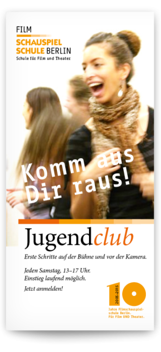 Flyer "Jugendclub" Flyer Filmschauspielschule Berlin
