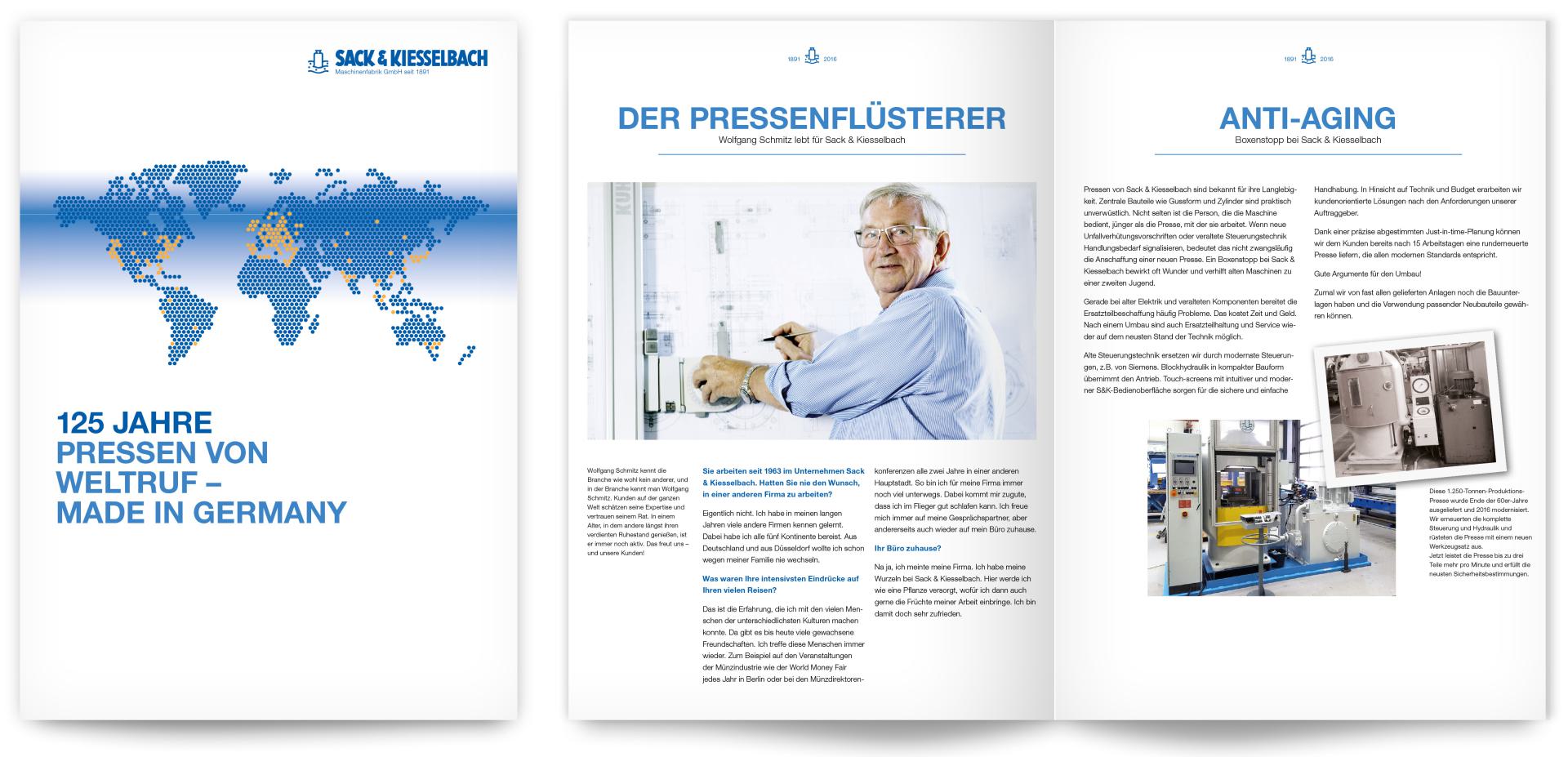 Homepage Unternehmensbroschüre von Sack und Kiesselbach